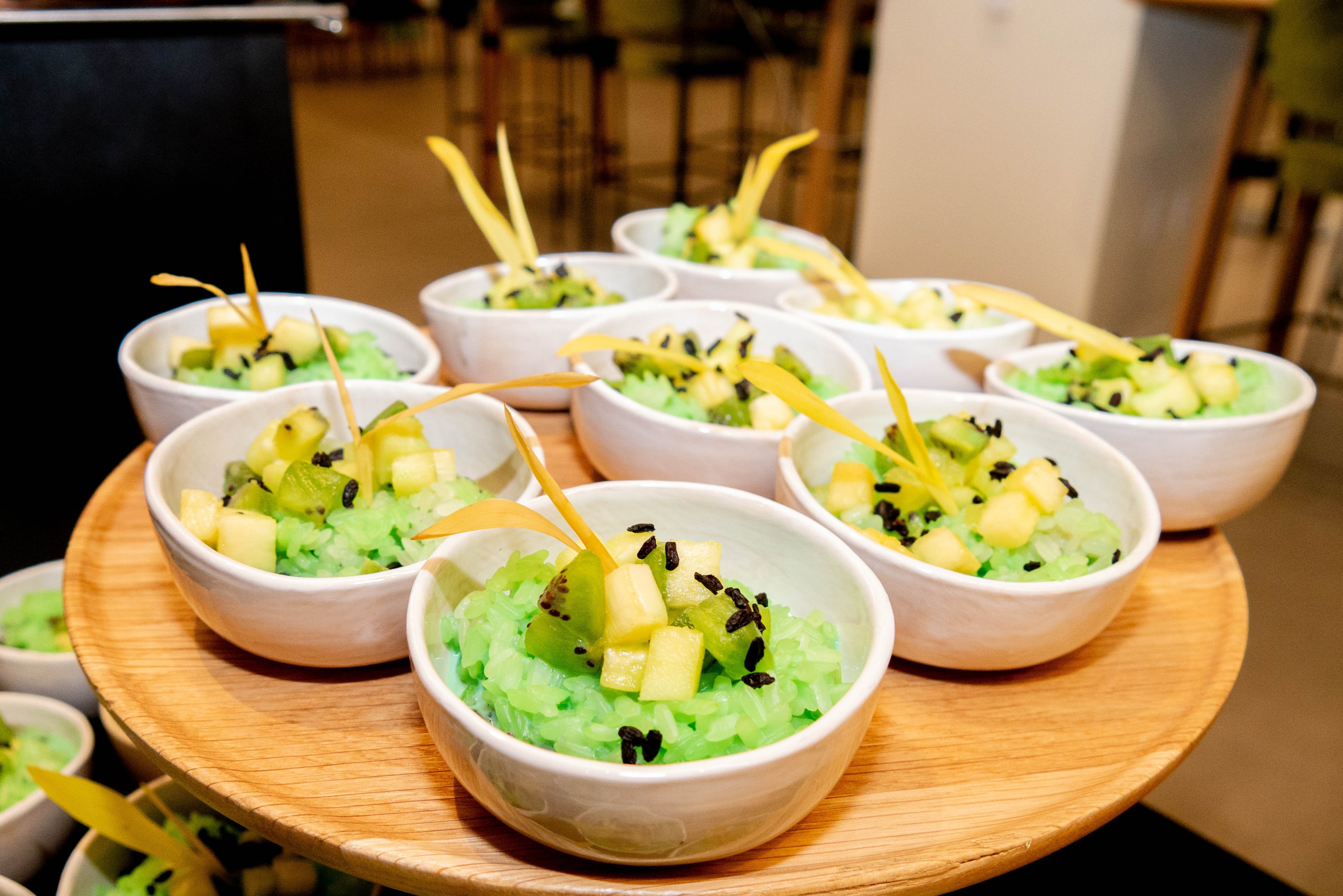 Delicious pandan sticky rice desert served at the San Francisco session.
